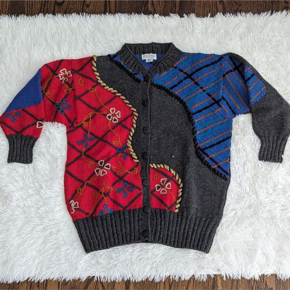 Women's Vintage RobertA Frost Hand Knitted Sweater Medium Wool Art to Wear
